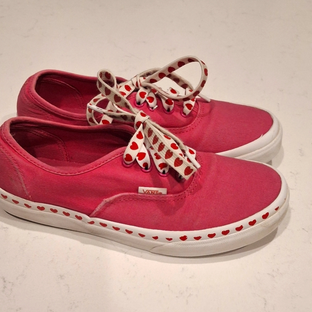 Vans Girls Pink Heart Sneakers 4.5
